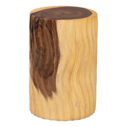 bali & pari Fuchsia Hand -carved Suar Wood Side Table - Round Sculptural Accent Table with Wave Design, Modern Boho Rustic Style for Living Room or Bedroom
